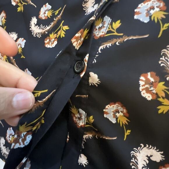 BANANA REPUBLIC Small Navy Long Sleeve Pleated Mandarin Dress Waist Pockets - Picture 10 of 16